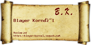 Blayer Kornél névjegykártya